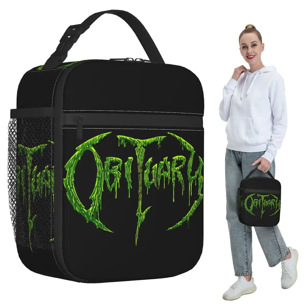 Obituary Death Metal Rock Band Music Insulated Lunch Bag Office Cooler Thermal Food Box Tote Leakproof Lunch Boxes Container
