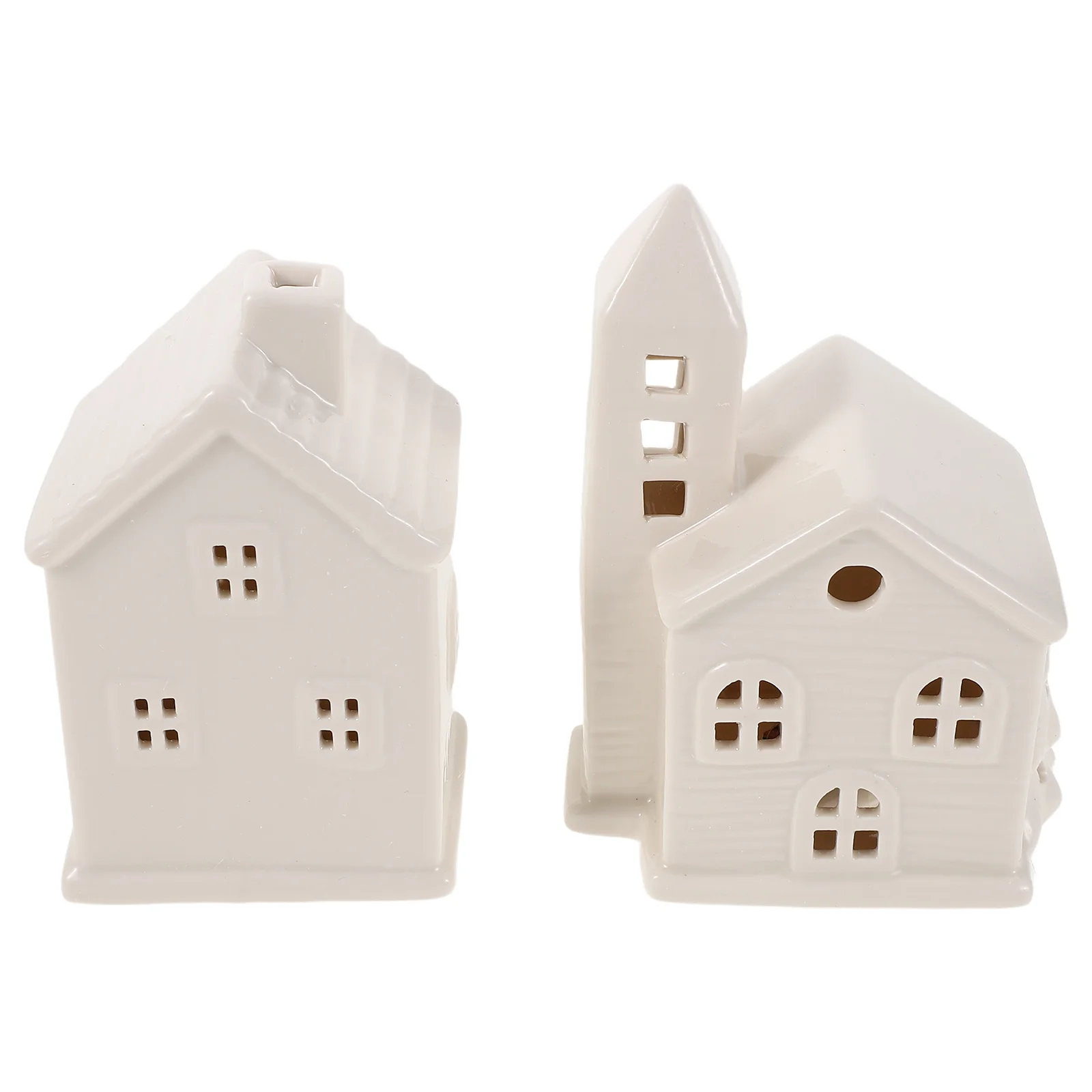 

2Pcs Ceramic LED Christmas Village Houses Mini Hanging Ornaments Porcelain Table Decor Holiday Decoration Village Ornament