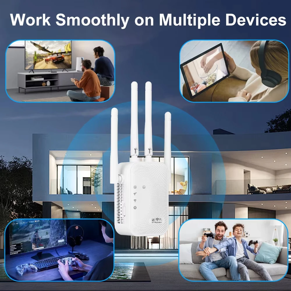 300Mbps WIFI Repeater Remote 2.4G Repeater Network 4 Antennas Expander Amplifier Wireless WiFi Signal Booster For Home Office