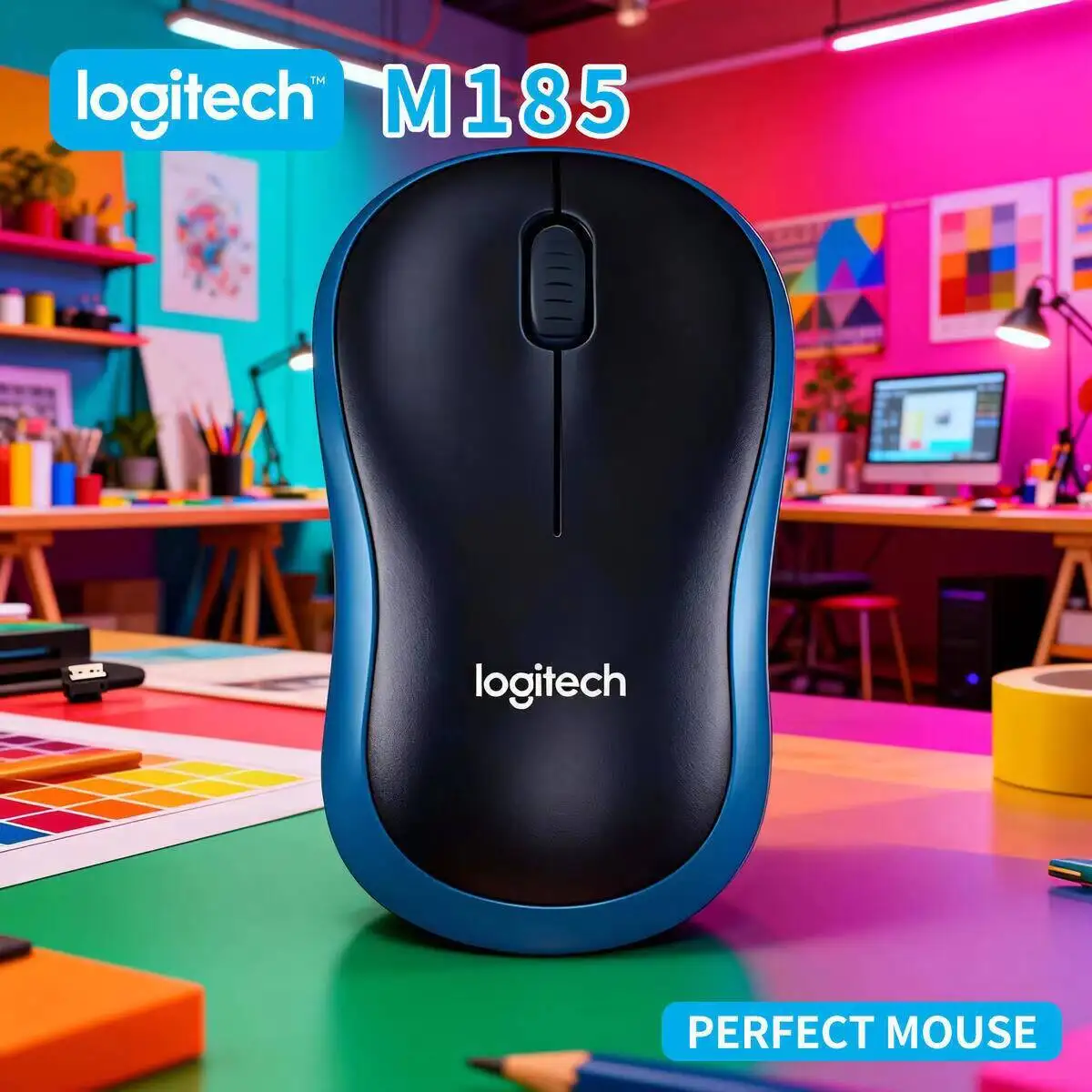 

Беспроводная мышь Logitech M185, 2,4 ГГц, 1000 точек на дюйм, оптическое отслеживание, USB-наноприемник, портативный для офиса, дома, ПК, ноутбука