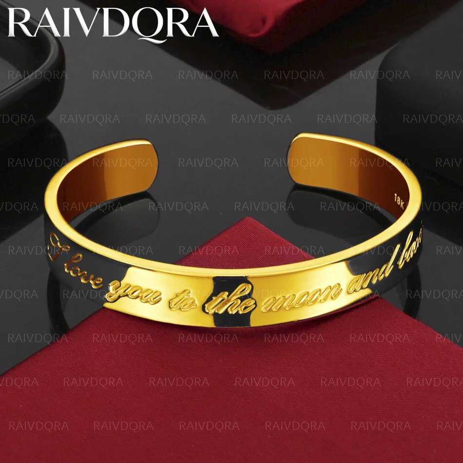 18K Gold Plated Bangle 10mm Letter Bracelet For Women Men Jewelry Fashion Party Wedding Accessories