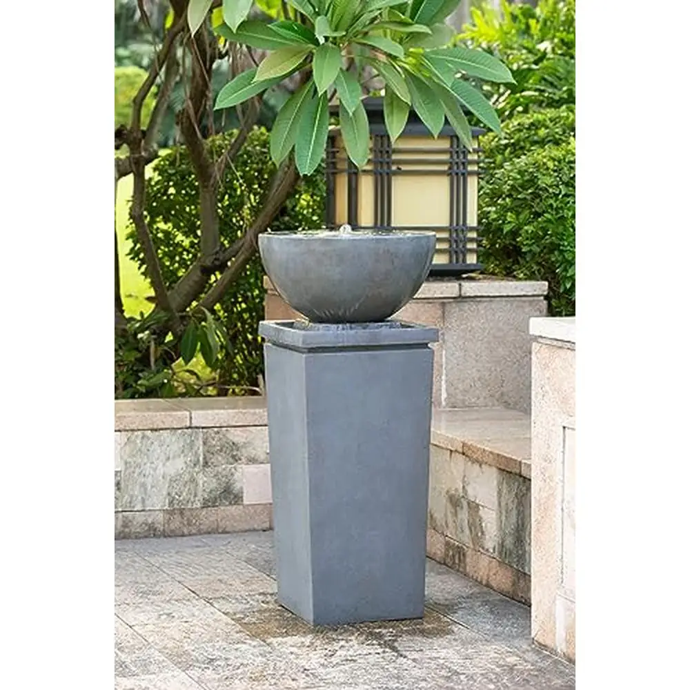 Zen Bowl Water Fountain Outdoor Bird Feeder Bath Fountains Durable Polyresin Construction Elegant Design Tranquil Water Feature