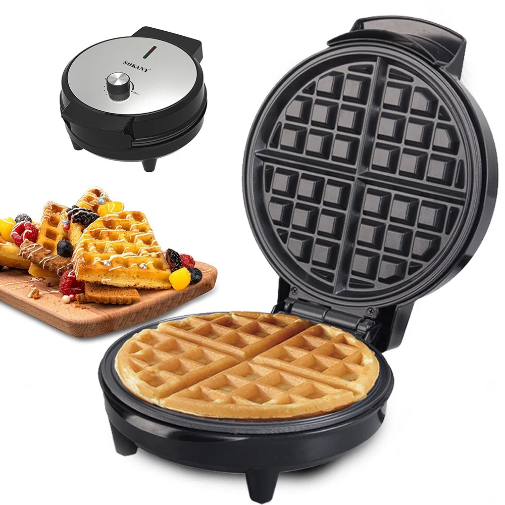 Máquina para Hacer Waffles Eléctrica Multifuncional, Diseño Antiadherente, Mango Antiescaldaduras, Apta para Desayunos, Postres y Meriendas