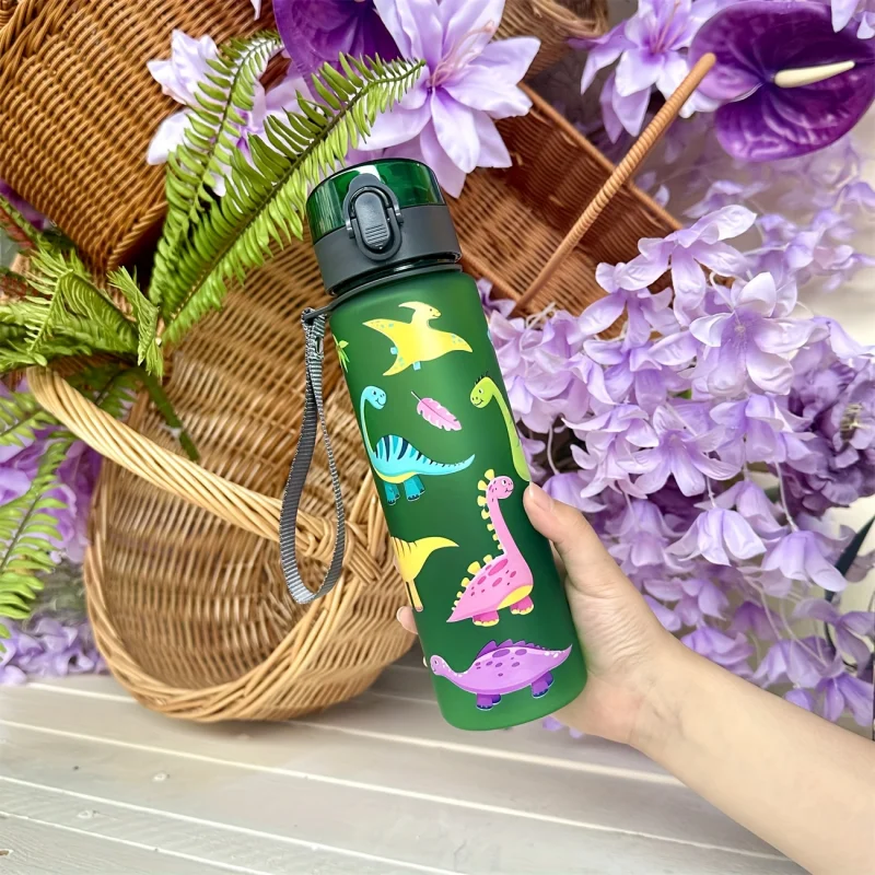 Taza de plástico con estampado 3D de 560ml, espacio de dibujos animados/coche/pescado/patrón, botella de agua, taza de paja bonita portátil para beber a prueba de fugas