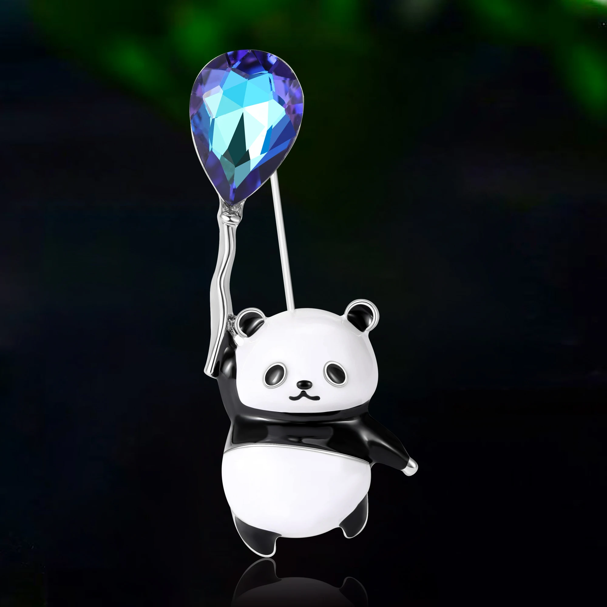 

New Enamel Balloon Panda Brooches for Women Unisex Shiny Glass Animal Pins Event Party Backpack Decoration Clothes Accessories