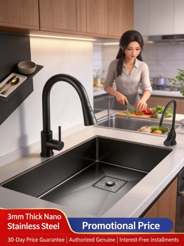 Household Stainless Steel Large Single Bowl Kitchen Sink Undermount Mount Wash Basin For Cooking Room