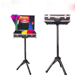 Magician Carrying Case Magic Table Tricks Gimmick Magician Suitcase with Aluminum Tripod 2024 new arrival - Black