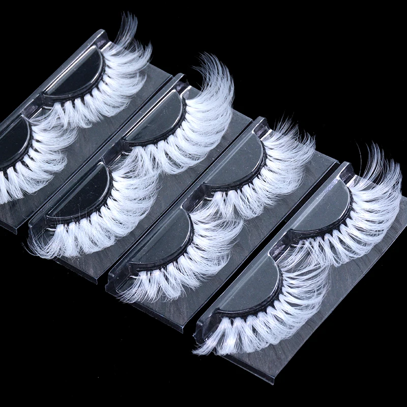 OKAYLASH 25mm Long Cosplay 3D Mink White Eyelashes  27mm Dramatic Colored Fluffy Wispy False Strip Lashes Supplier