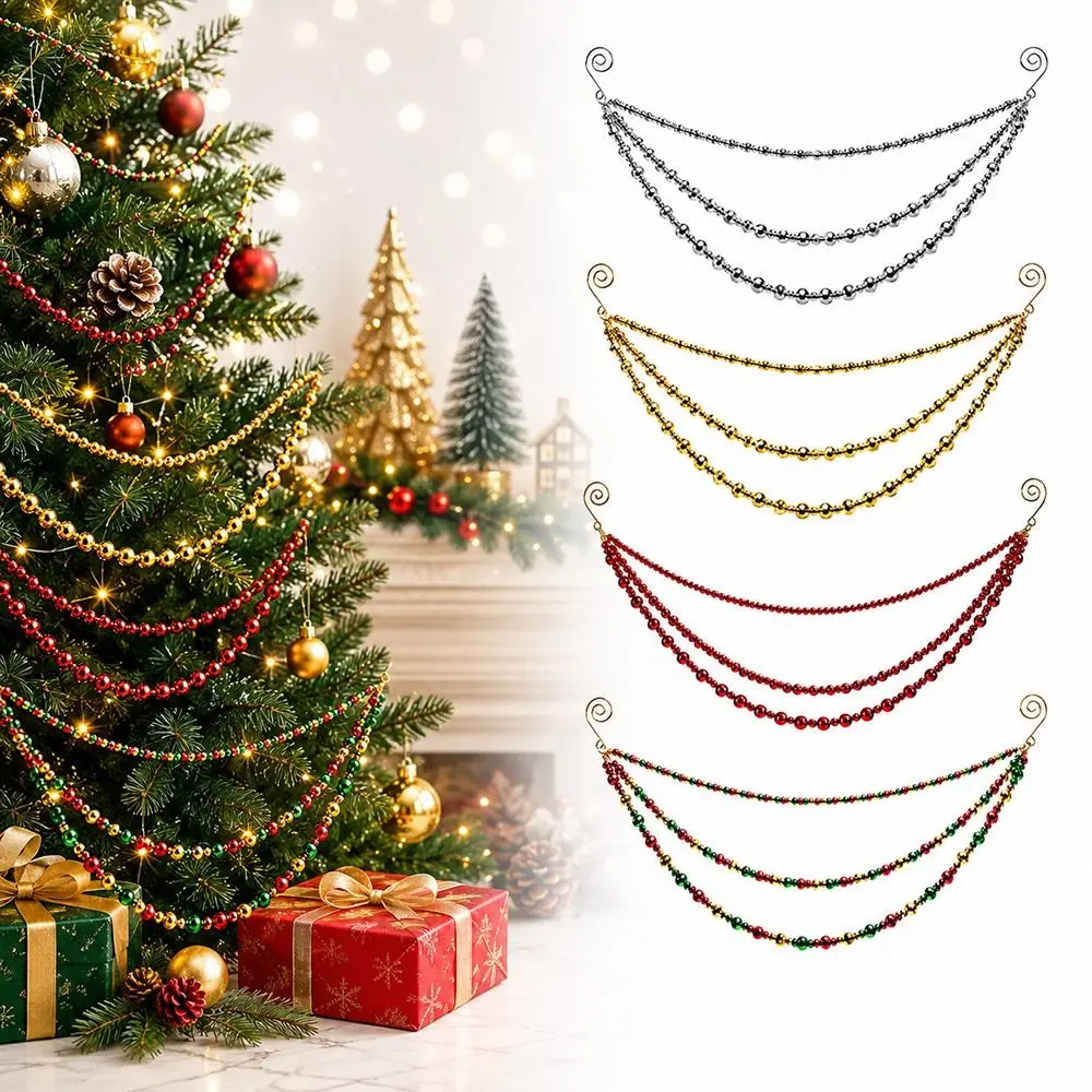 Multi Layer Christmas Beaded Hanging Shiny Finish Draped Structure Christmas Tree Hanging Beaded Christmas Tree Decor