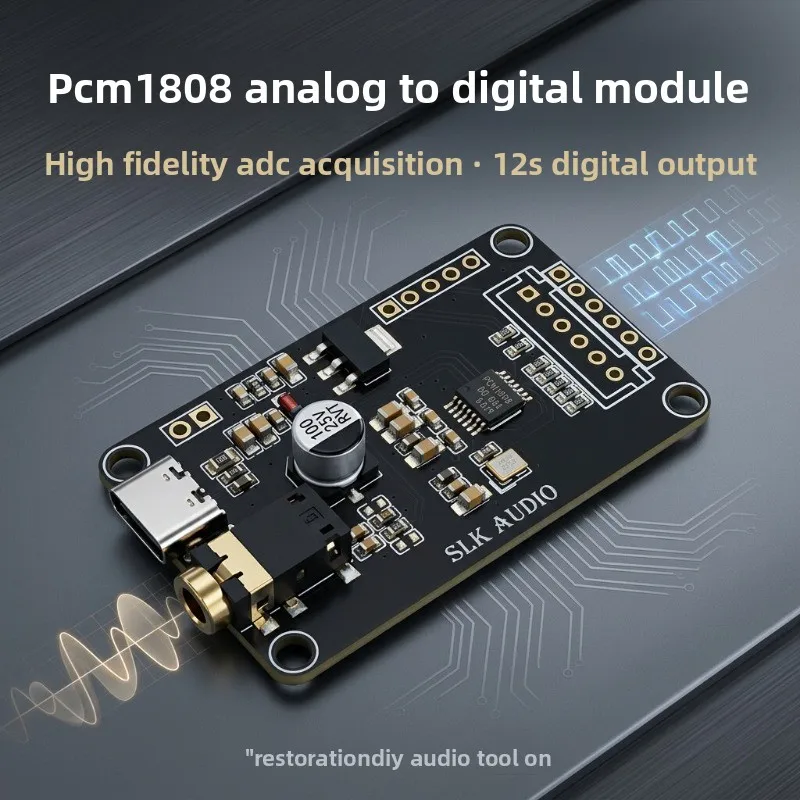 Pcm1808 adc encoding board 3.5 stereo single-ended analog audio to i2s digital signal output module
