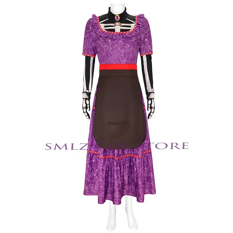 Anime  Mama Imelda Cosplay Costume  Skeleton Dresse Music Dreaming Around Halloween Party Fancy Dress For Kids Purple