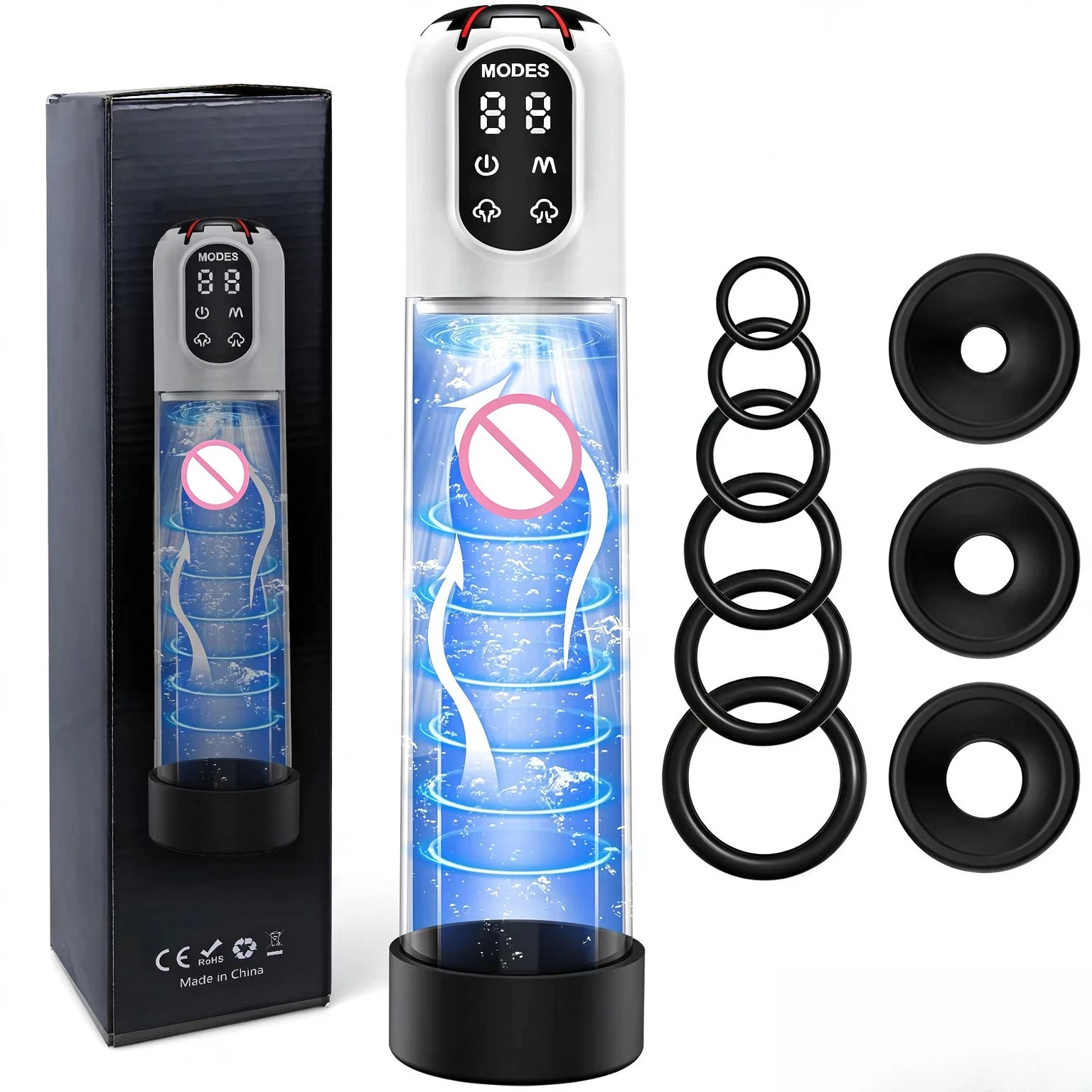 Electric Penis Pump with LCD Display Vacuum Enlargement Extender 9 Suction Modes Sex Toy for Men