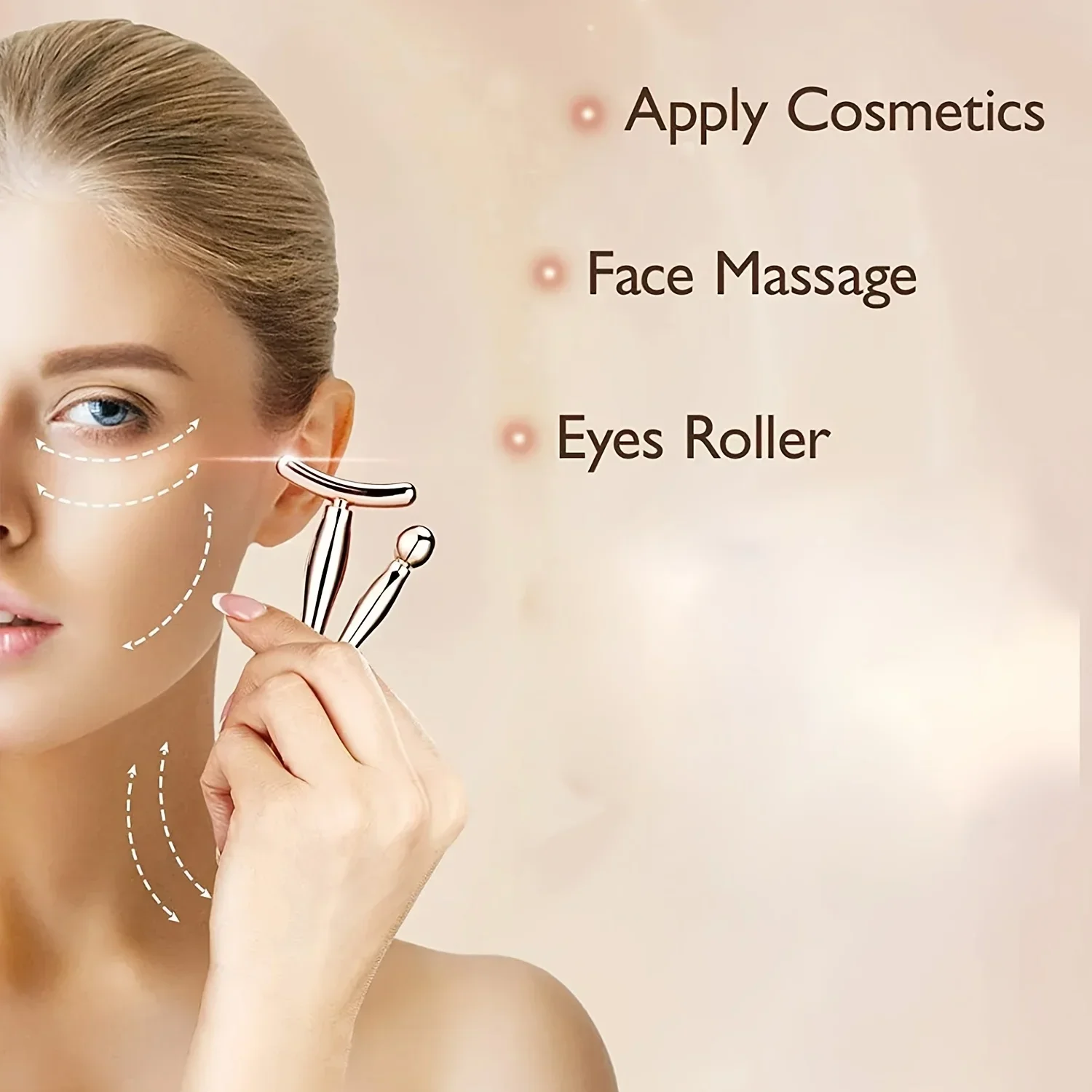 Set di rulli facciali e massaggiatore per occhi in metallo da 2 pezzi, aiuta l'applicazione di crema per occhi e viso, strumento manuale per la cura della pelle, bastone per massaggio oculare