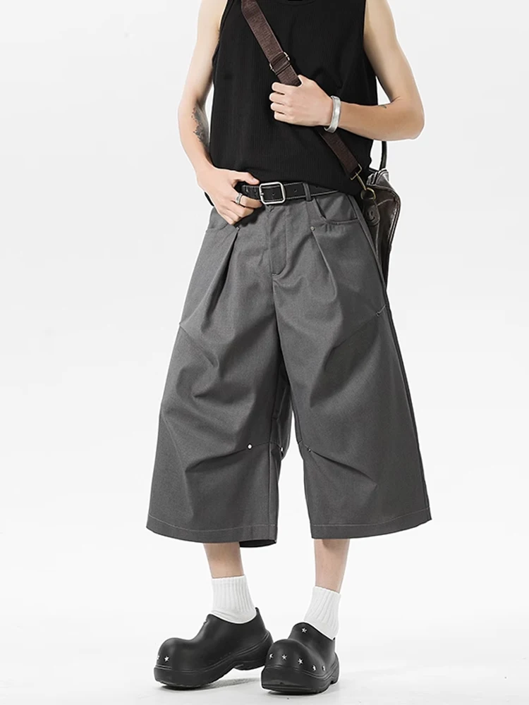 

Bla Design Sense Rivet Pleated Paratrooper Seven-Five Pants Men's Summer CleanFit Straight Leg Workwear Wide Leg orts