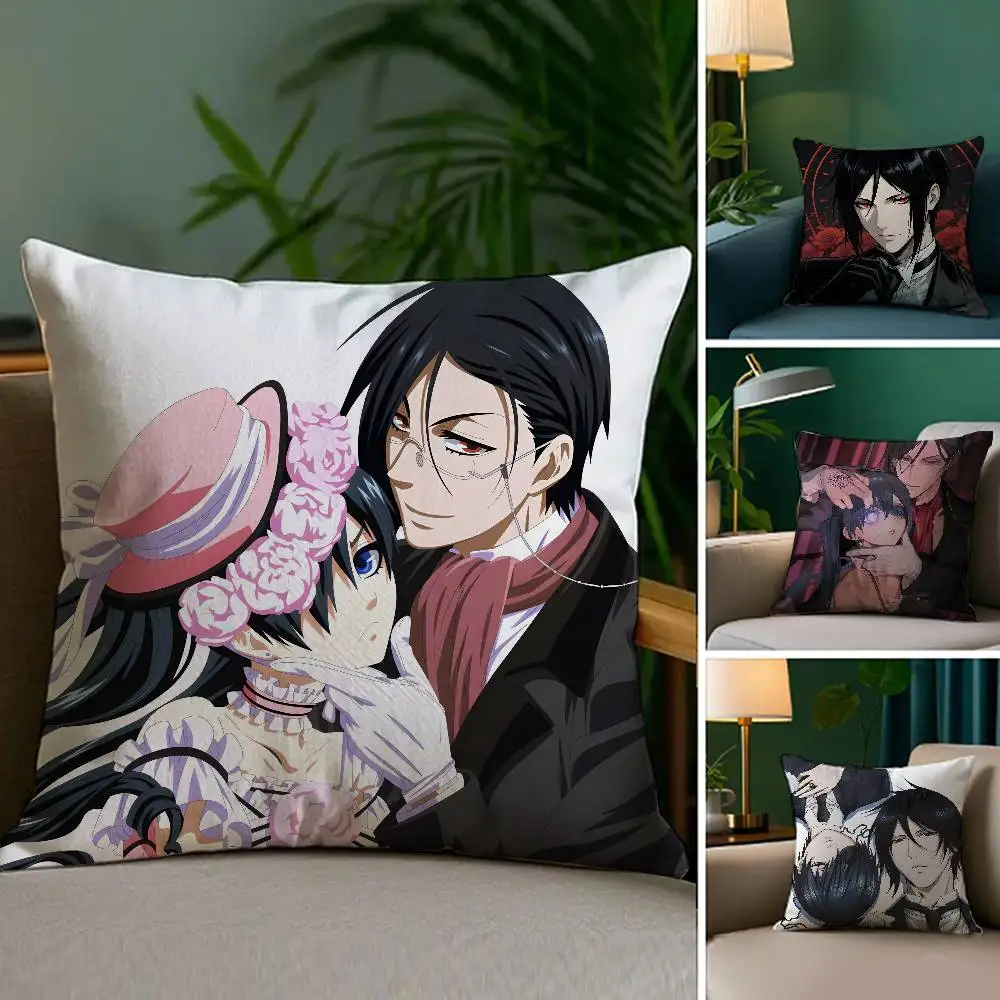 

Hot Classic Anime Black B-ButlerS Pillow Case Soft Plush Fabric Double Sided Print Decorative Home Living Room Gift Cushion