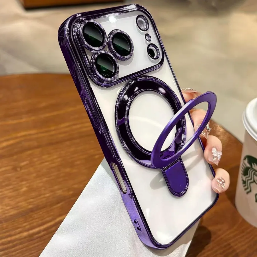 

Чехол для телефона с магнитной подставкой и военной защитой и защитой объектива камеры для iPhone 17 Pro 6,3 дюйма — совместим с Magsafe