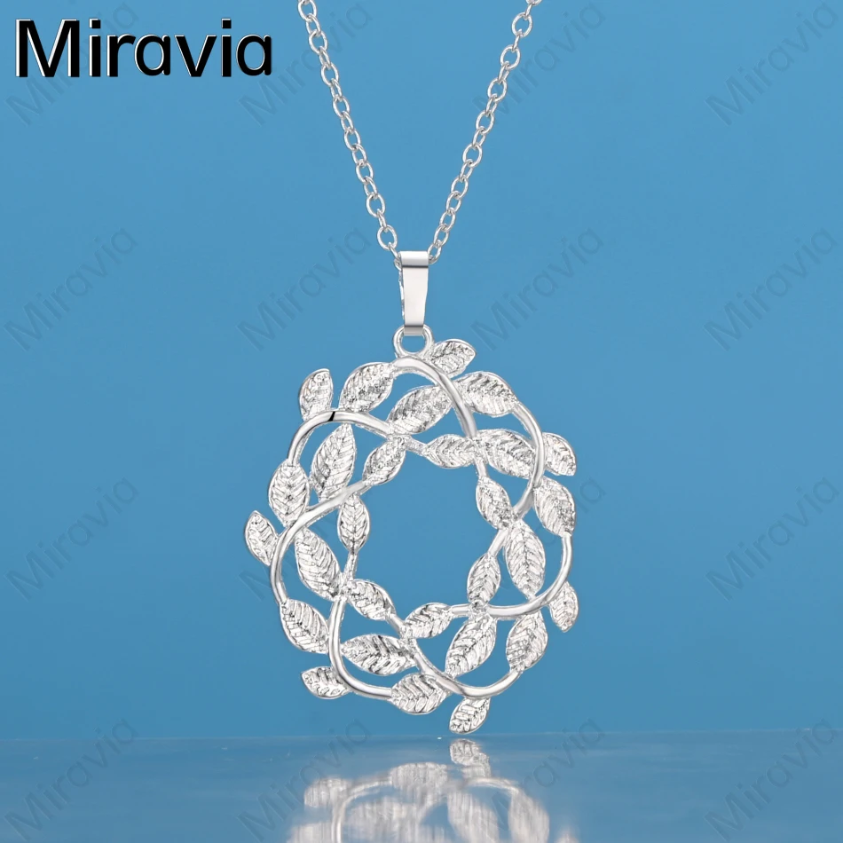 

Miravia 925 Sterling Silver Leaf Hollow Pendant Necklace Women'S Retro Personalized Accessories Gift Jewelry