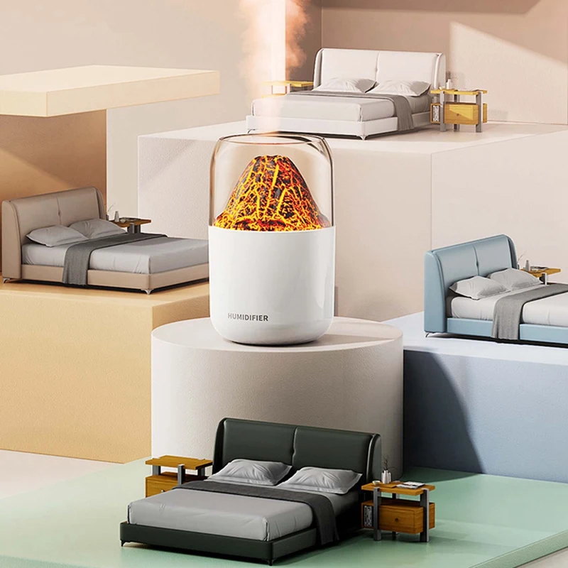 Luftbe feuchter kühle Flammen lampe Mini Silent Desktop Umgebungs lampe Luftbe feuchter Aroma therapie Maschine