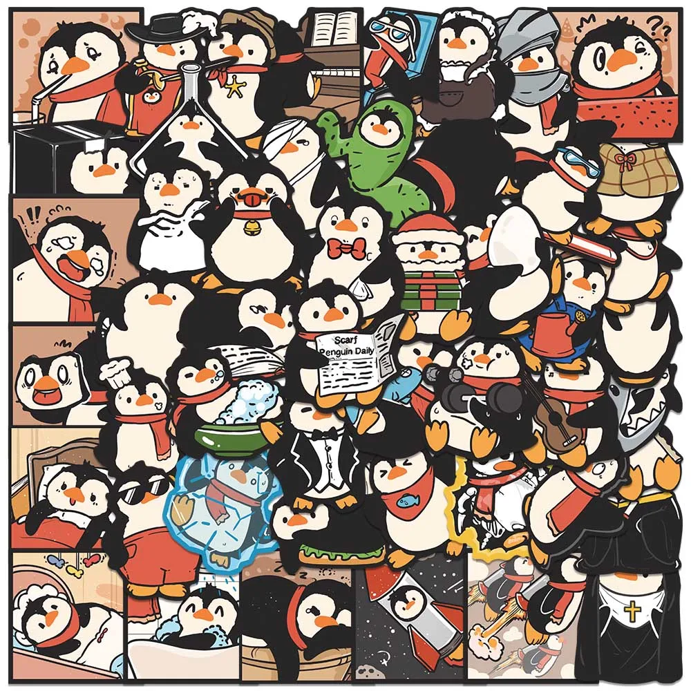 50pcs Funny Cute Cartoon Animal Penguin Stickers For Laptop Water Bottle Luggage Notebook Waterproof Graffiti Vinyl Decals