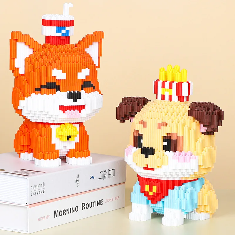 Xinz Dog Building Block Bichon Shiba Inu Husky 3D Model Puzzle Animal Assembly Connection Mini Brick Figurka Zabawka Na Urodziny