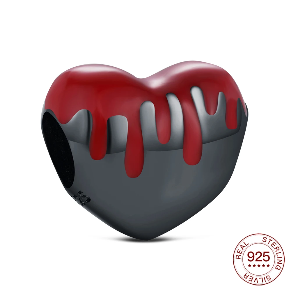 

925 Sterling Silver Love Charm Gun Black Bleed Beads For Original Bracelet DIY Ladies Party Hot Jewelry Lovers Halloween Gift