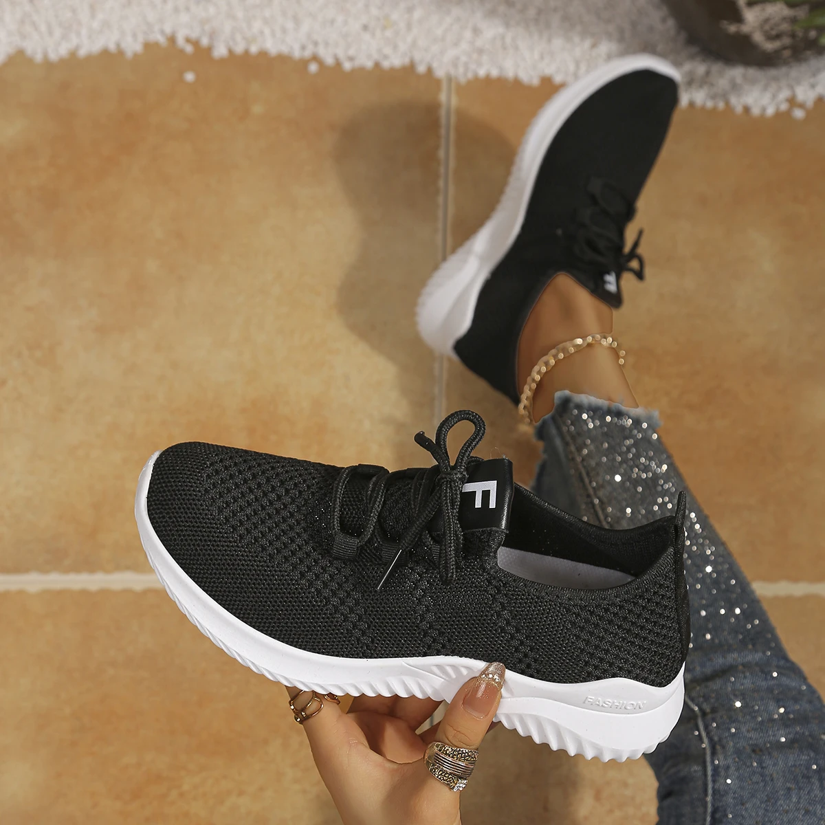 Women's Shoes Ladies Outdoor C - đánh giá và giá Knit Fabric Lace Up Sneakers