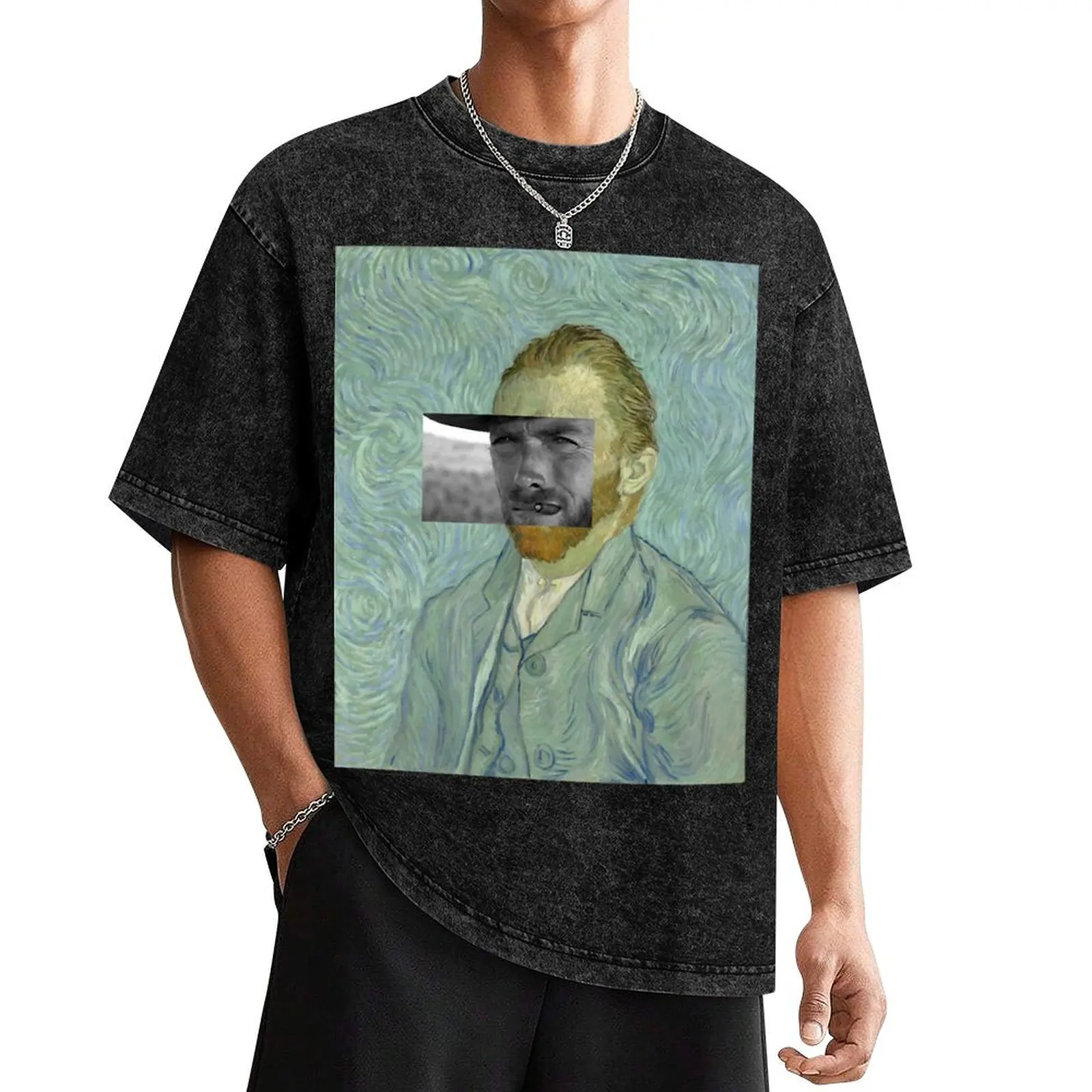 

Van Gogh Clint Eastwood T-Shirt quick drying funny gifts vintage affliction shirts T-shirts for men cotton