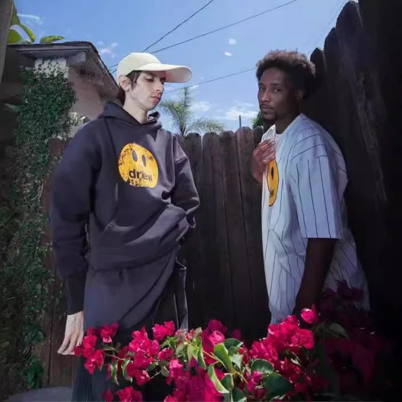 درو هاوس وجه مبتسم هوديي المتعثرة فرقعة الانتهاء من للجنسين زوجين أزياء التسمية المتضخم صالح