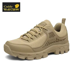 Lynjacye Autumn Men's Hiking Shoes Low Cut Tactical Boots Durable Pu Leather Climbing Shoes Outdoor Walking Sneakers Rubber Sole