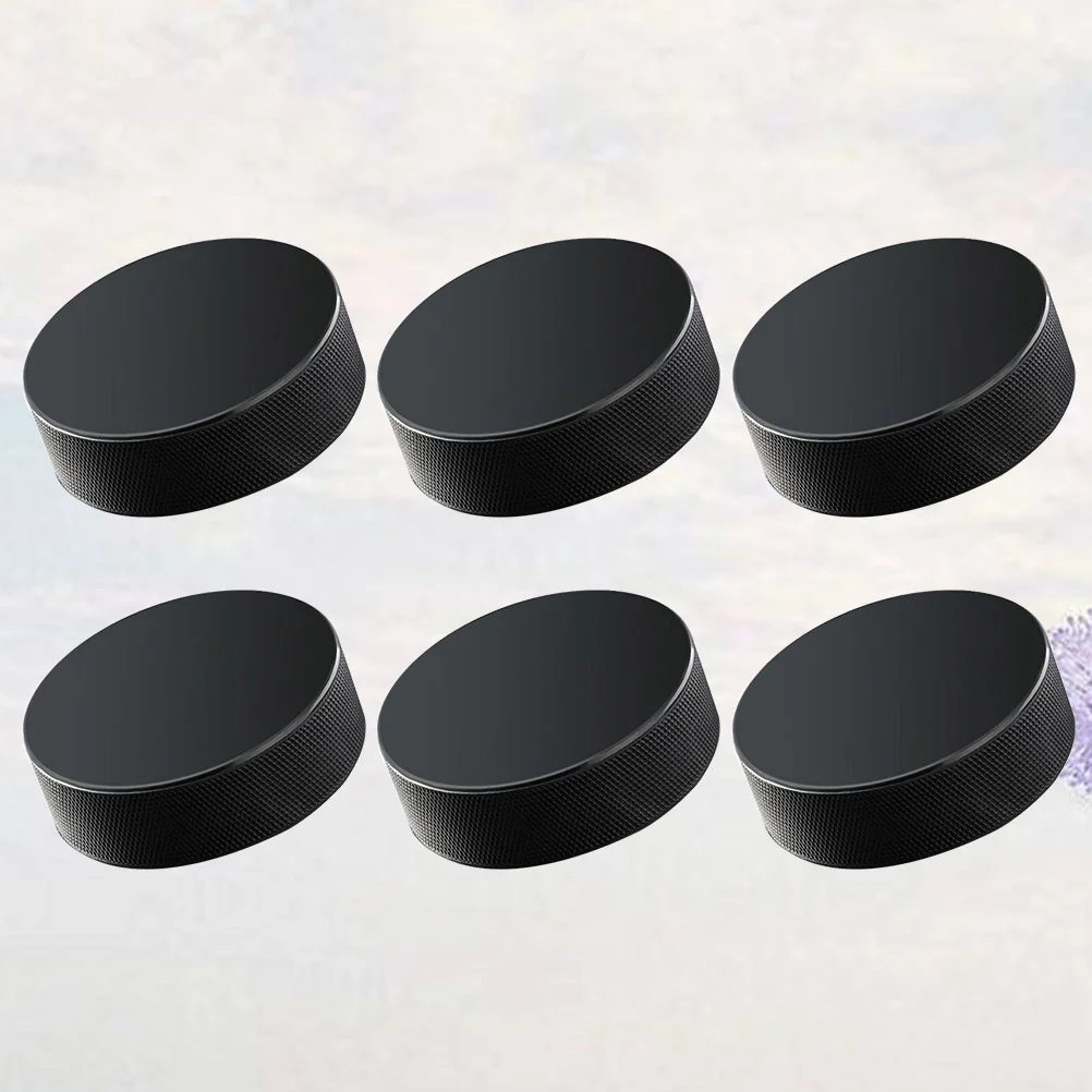 

6 Pcs Professional Rubber Ice Hockey Pucks Standard Hockey Balls Sports Supplies for Practice Training Game (Black)