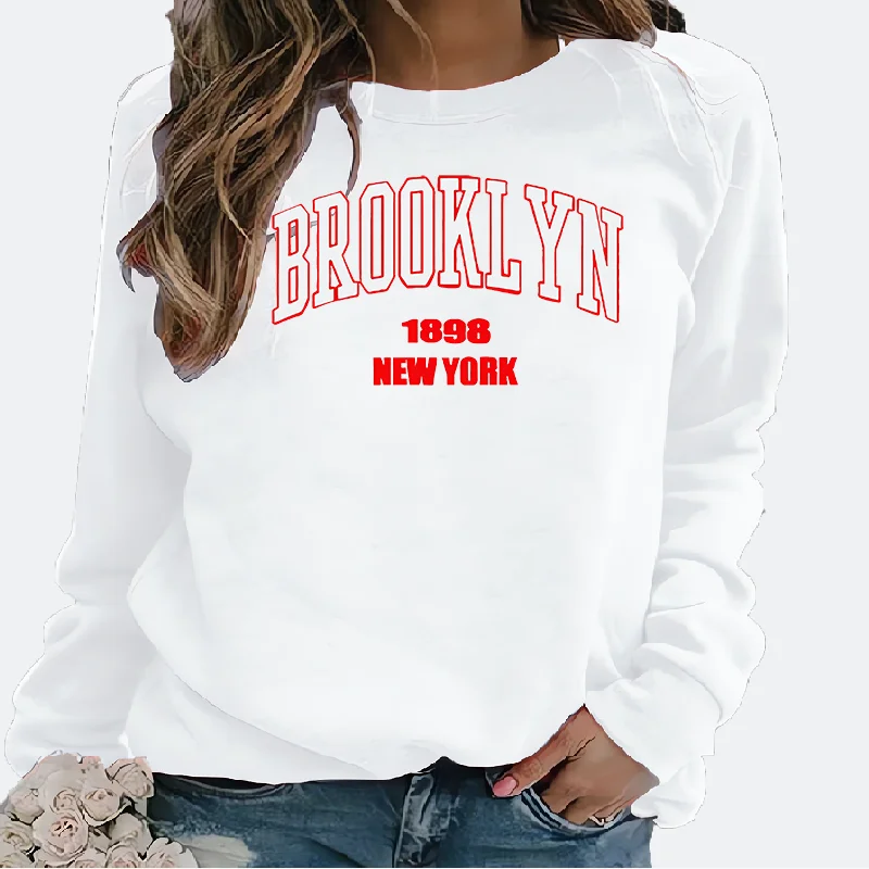 New Women's Hoodie European Brooklyn Letter Printed Crew-neck Hoodie Sweatshirt  Streetwear Women Aesthetic  NO.33