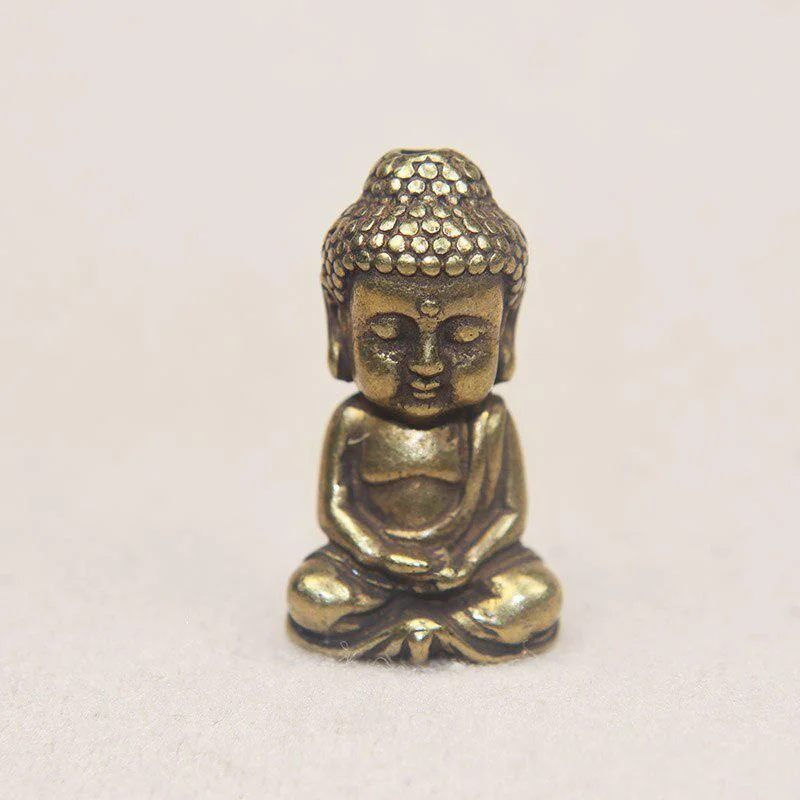 Mini Solid Brass Guan Yin Buddha Small Ornaments Vintage Copper Buddha Statue Miniature Figurines Handcraft Desktop Home Decors