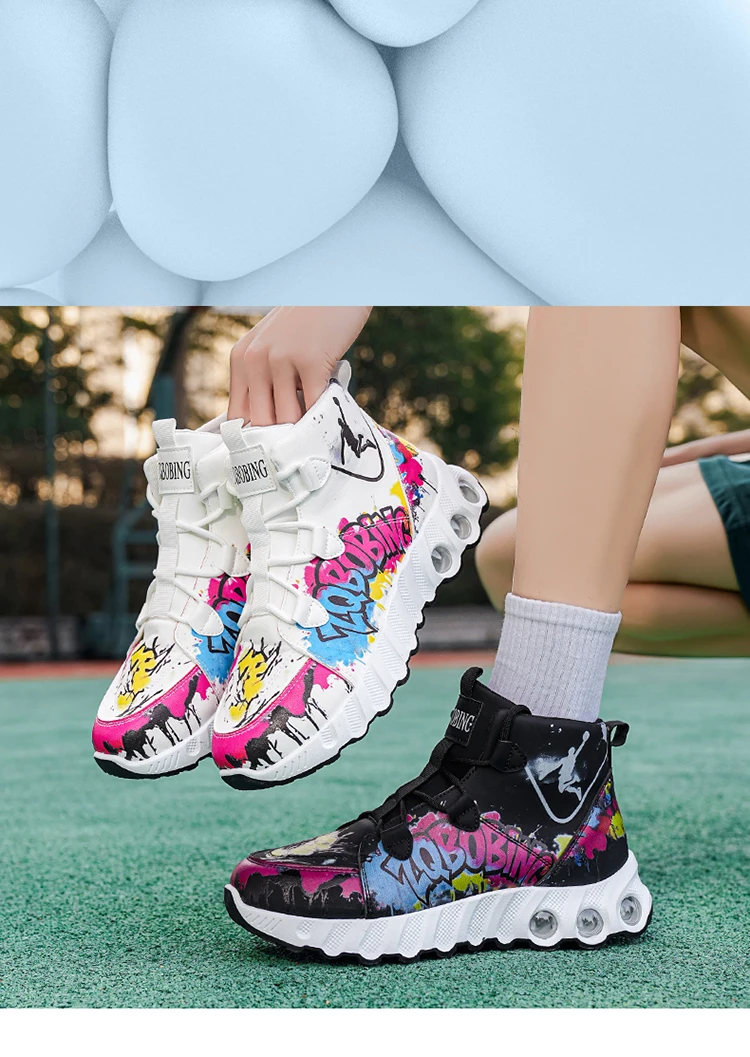 Frühling und Herbst Neuer Stil Farbblockierende Trendige Laufschuhe, Übergrößen Herrenschuhe, High-Top Dicksohlige Freizeitschuhe, Vielseitige Sportschuhe – Detail 13