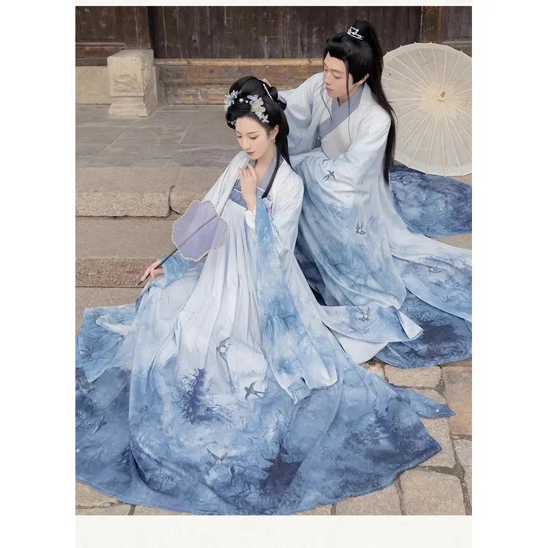 Robe Hanfu traditionnelle pour hommes et femmes, costume de cosplay d'Halloween pour couple, vêtements chinois des Prairies, danse financière