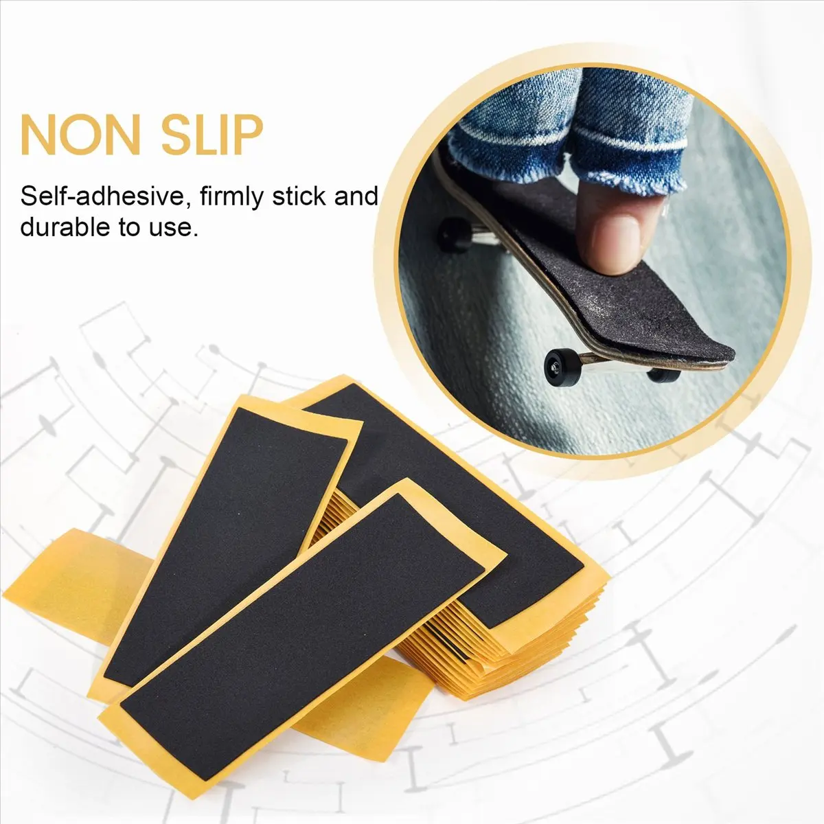 PNXL-20Pcs/Lot Black Fingerboard Deck Uncut Tape Stickers Black Foam Grip Tape Stickers 38mmx110mm