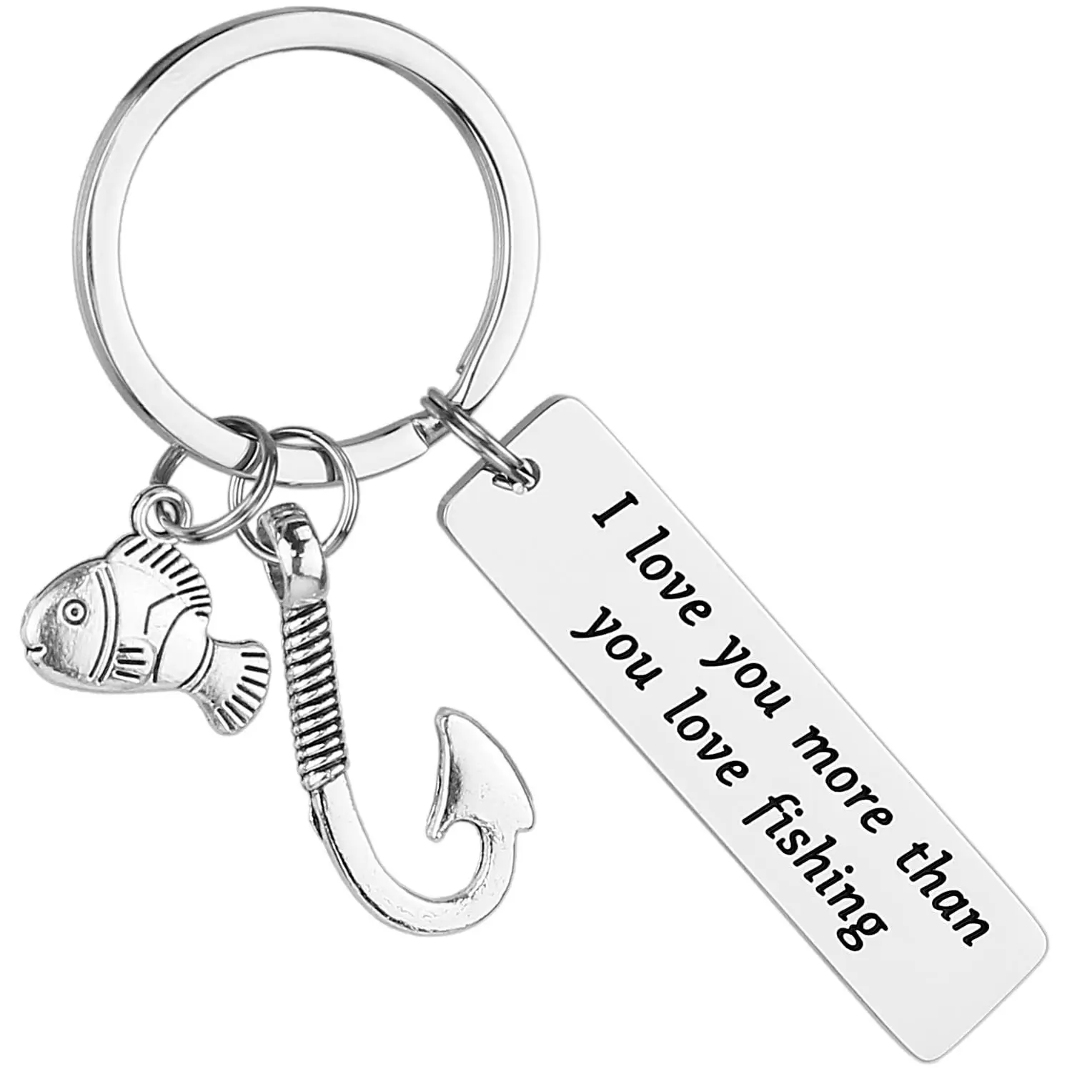 

1pc Trendy Stainless Steel Key Chain Fishing Enthusiasts Keychain with Cute Charm Decorative Accessory for Keys, Bags