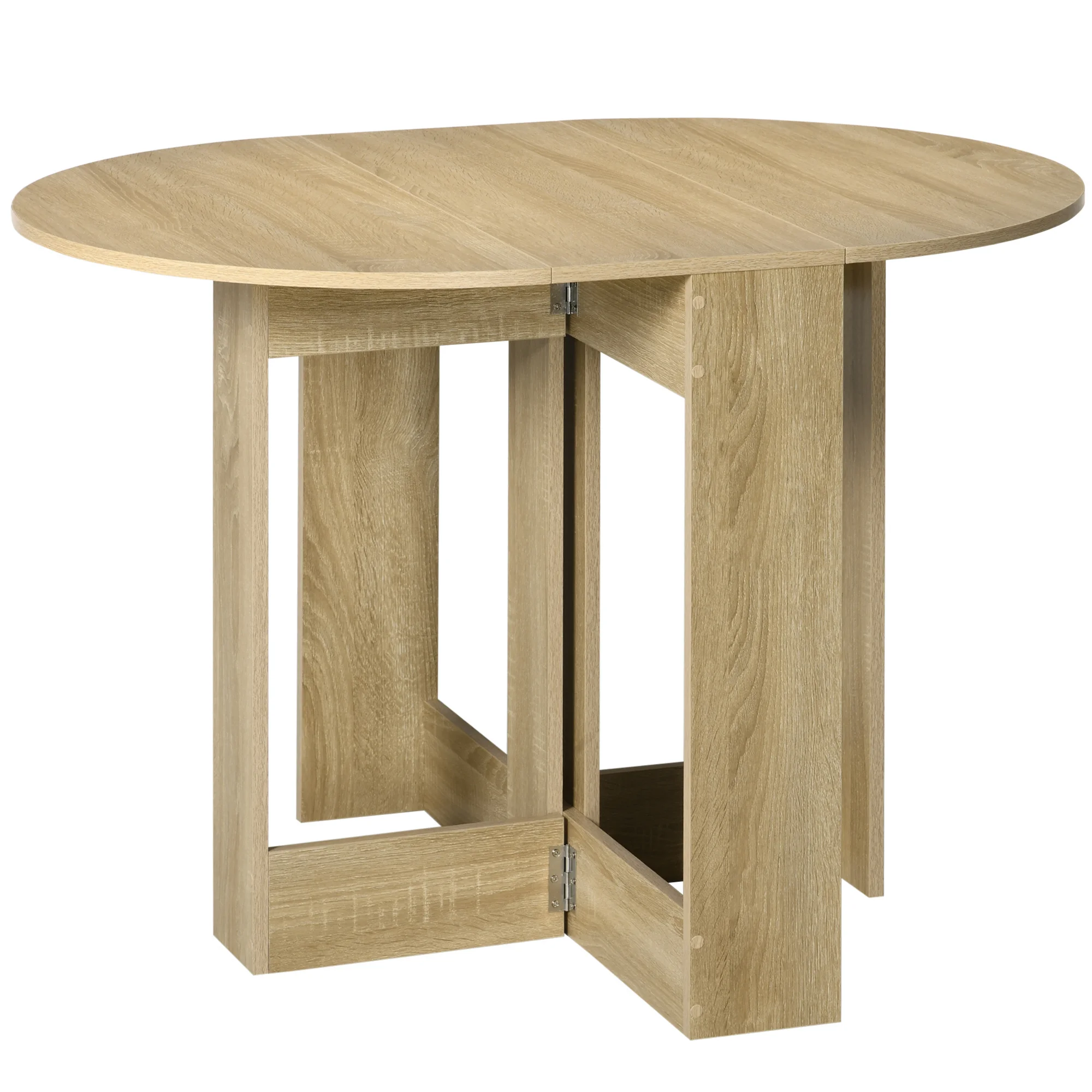 HOMCOM folding dining table with 2 wings folding 104x76x73,7 cm Oak