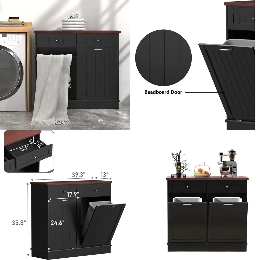 

Антикварный кухонный остров с бисерной отделкой, столешницей из массива дерева и черным двухдверным шкафом для белья