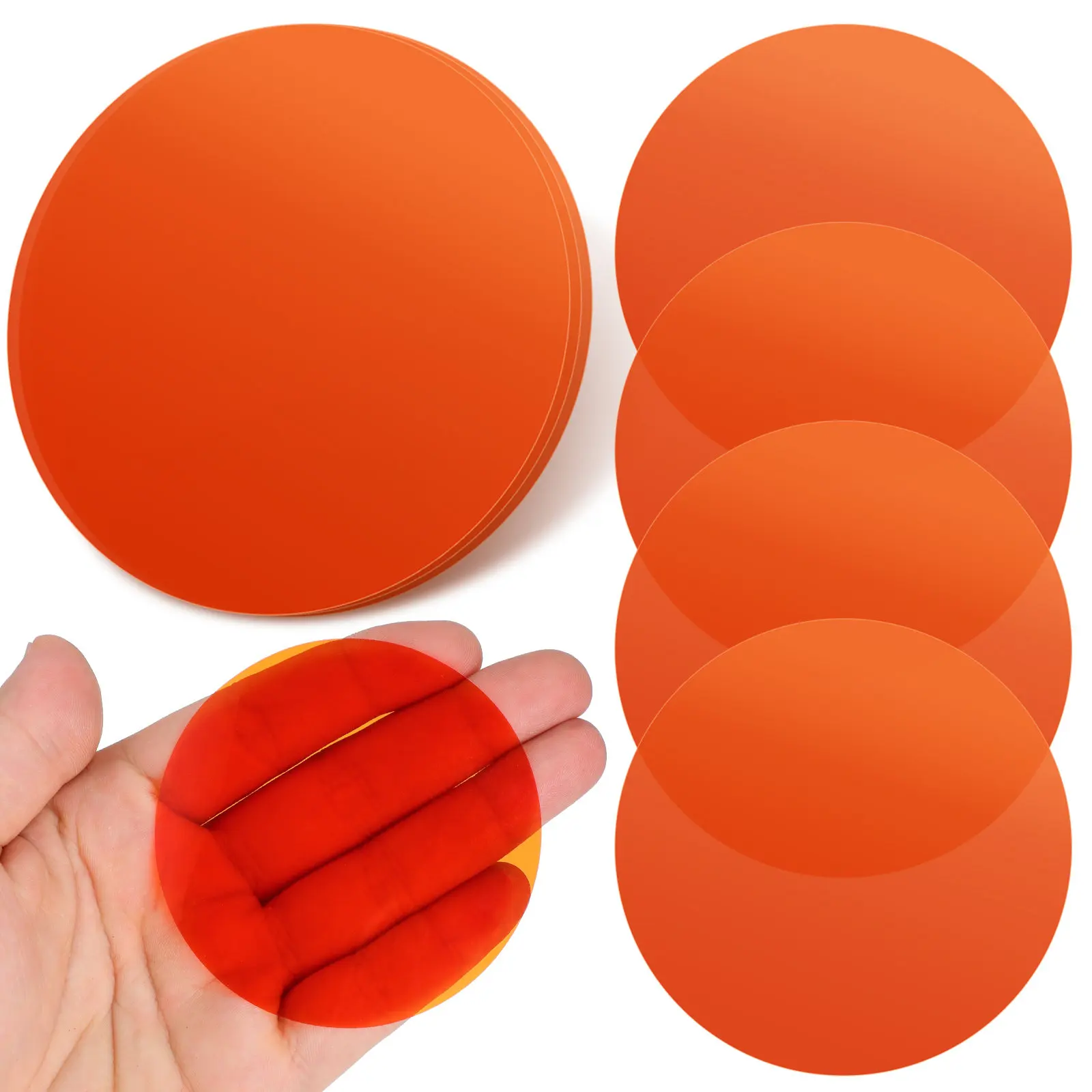 20Pcs Warm Light Filter Stickers Self Adhesive Round Amber Gel Discs 74Mm Color Correction Film for Spotlights LED Lamps Living
