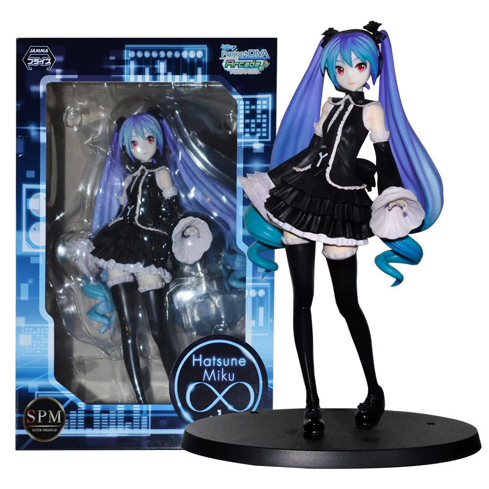 17CM Anime Hatsune Miku Project DIVA Arcade Future Tone Hatsune Miku Schwarzes Kleid Lolita Modell Spielzeug Geschenk Sammlerstück Actionfigur