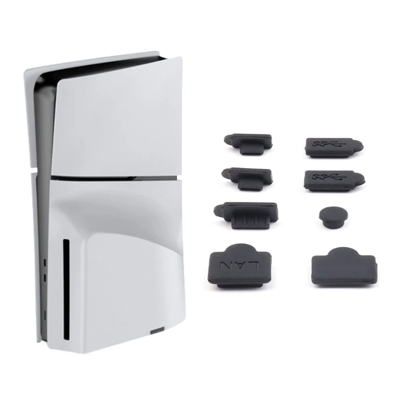 J6PA Dust Plug Game Console Silicone Dust Protector for PS 5 LAN Type-C USB Dock