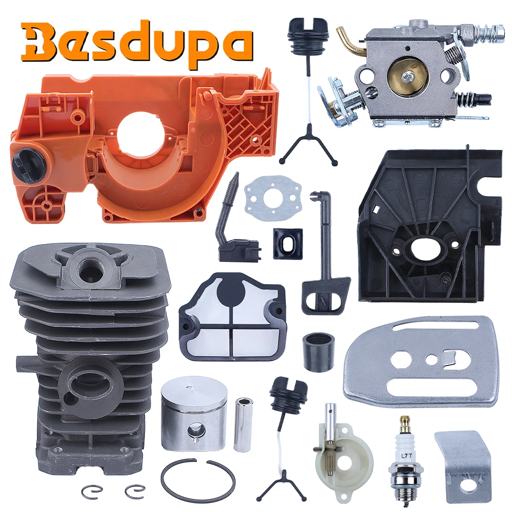 Cylinder Piston Crankcase Carburetor Kit Fit HUSQVARNA 137 142 E Chainsaw 38mm Replace OEM For 530071991, 530069940