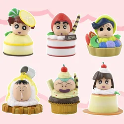 6pcs/set Crayon Shin chan Figure Cake Decoration Cartoon Anime Character Action Model Collectible Doll Kids Birthday Gift