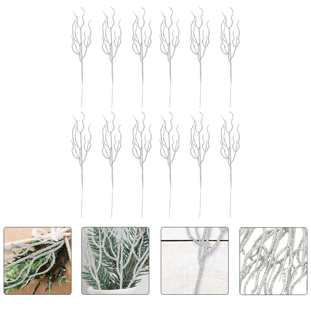 

12 Pcs Simulated Plant Leaves Artificial Flowers Lawn Plants Indoor Fake Grass Tall Silver Greenery