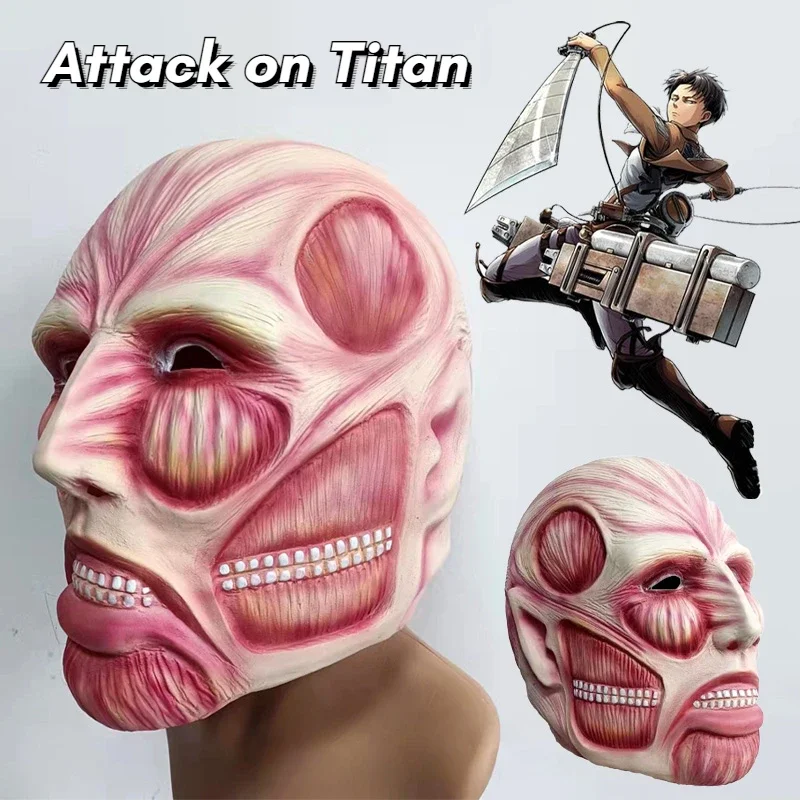 Attack on Titan Cosplay Mask Colossal Titan Latex Soft Anime Horrible Adult Party Attack on Titan Masks Halloween Costume Props