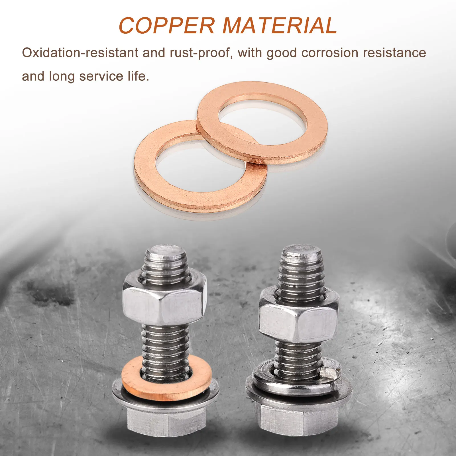 5-50 Pcs Copper Spring Lock Washer Flat Washer Copper Ring Washers Metal Sealing Gasket Ring M5/6/8/10/12/14/16/18/20/22/24 /33