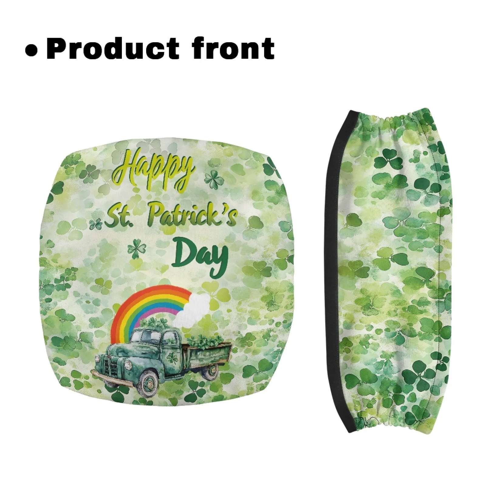 Coloranimal Rainbow Green Truck 2 Pieces Set Walker Cover Polyester Fabric Walker Seat Cushion for Senior