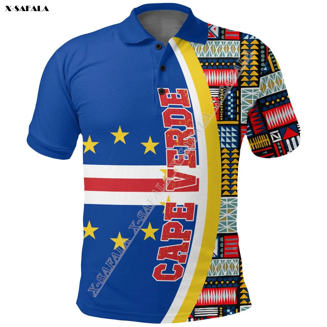 

Cape Verde Eritrea Mauritania Lybia Sahrawi Arab Flag 3D Printed High Quality Men Polo Shirt Tee Tops Anti Shrink Breathable