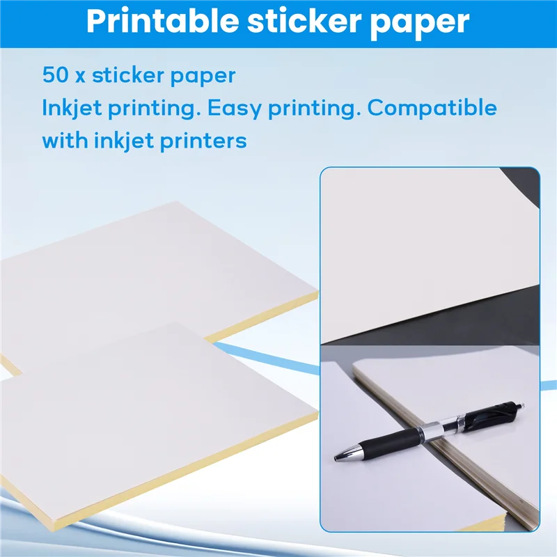 Ingenious-50 Sheets A4 White Self Adhesive Waterproof Sticker Label Surface Paper For Lazer Inkjet Printer Copier