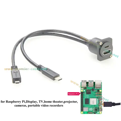 D Type Dual USB 3.1 C High Definition Multimedia Interface to Type C Micro HD Extension Cable 10G 4K@30hz Chassis Panel Mount